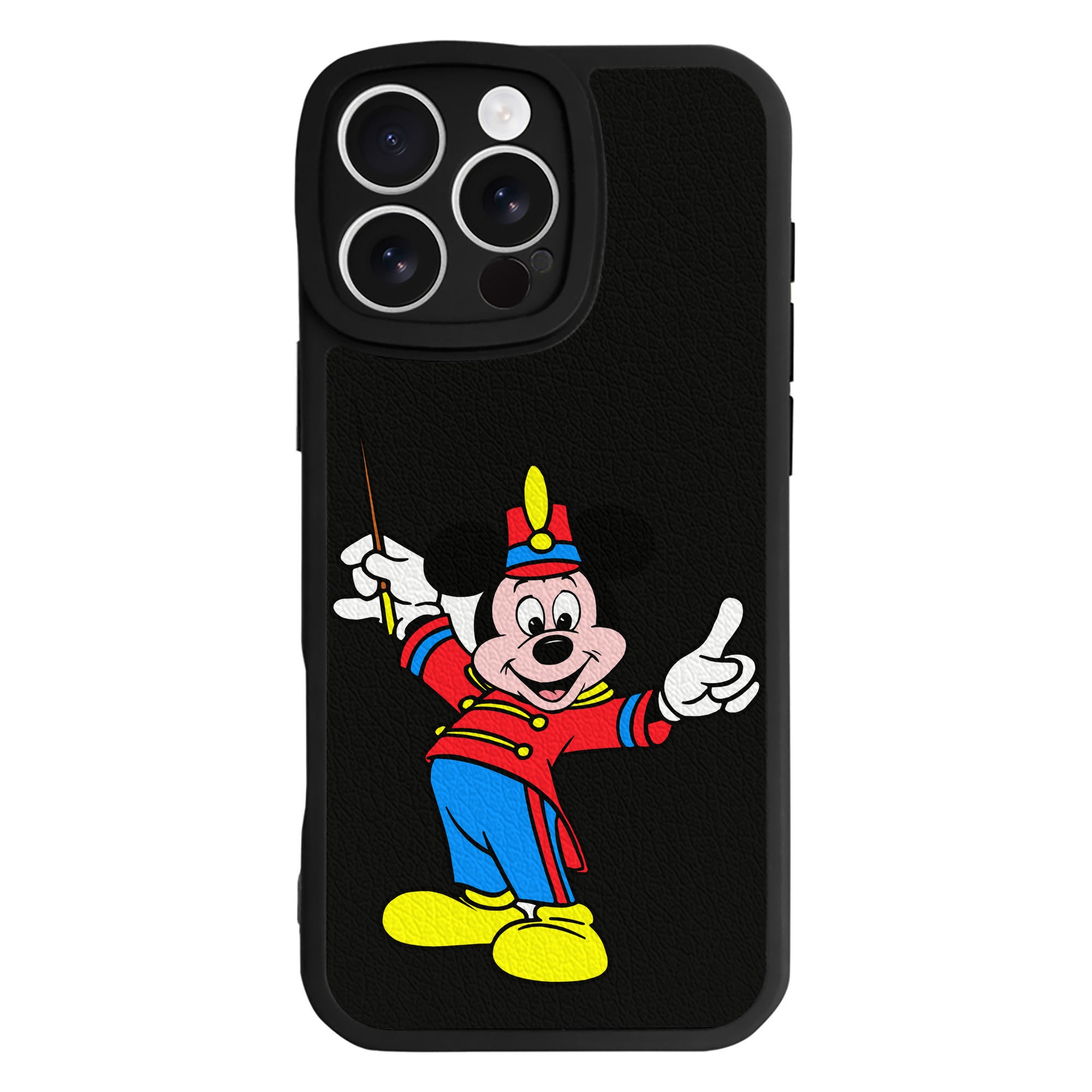 （画像用） ミッキーマウス Mickey Mouse 【iPhone 16シリーズ対応】シリコンスマホケース（レザー調） 材質：シリコン